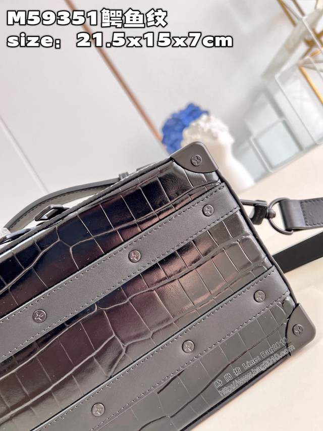 LV專櫃2023新款 Handle Soft Trunk手袋 M59351黑色鱷魚紋 路易威登男士手提包 dn1452